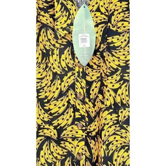 FARM RIO NWT Black Spotted Banana Print Mini Romper LARGE